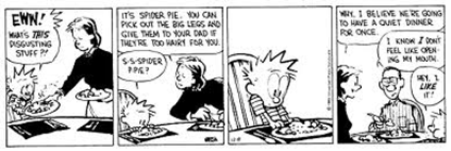 calvin and hobbes cartoon about food